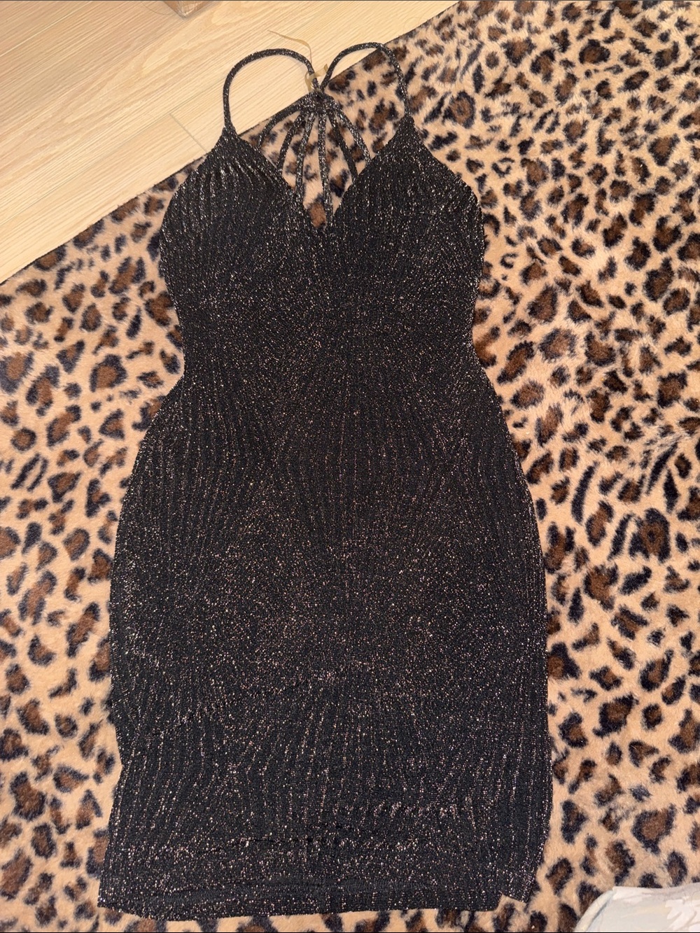 Black Sparkle Strappy Bodycon Dress